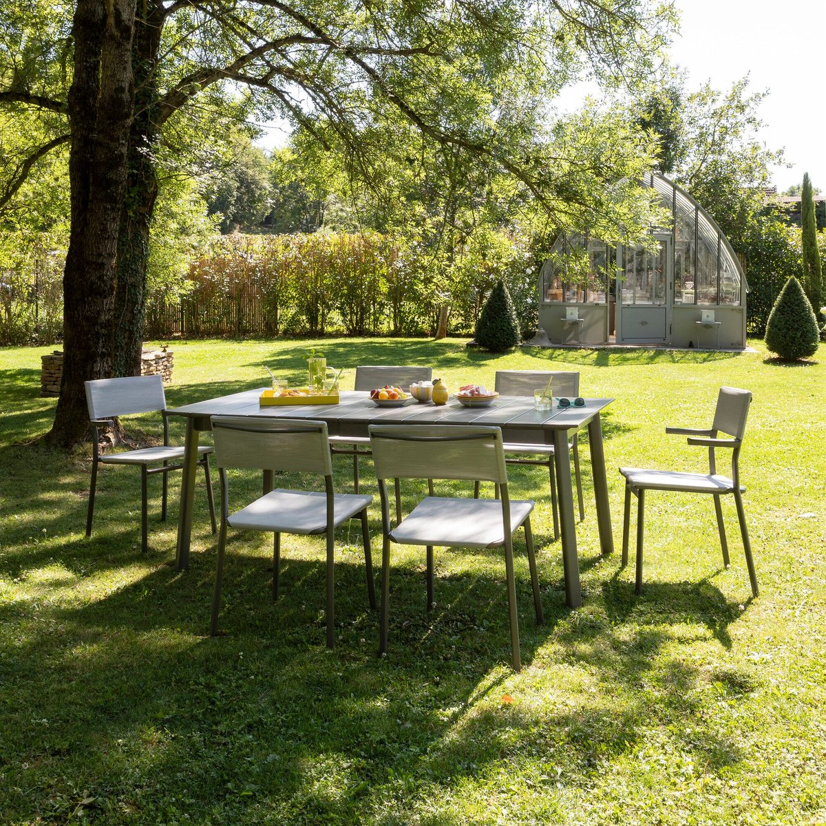 Fauteuil de jardin - ORON gris galet tube titane, LAFUMA MOBILIER