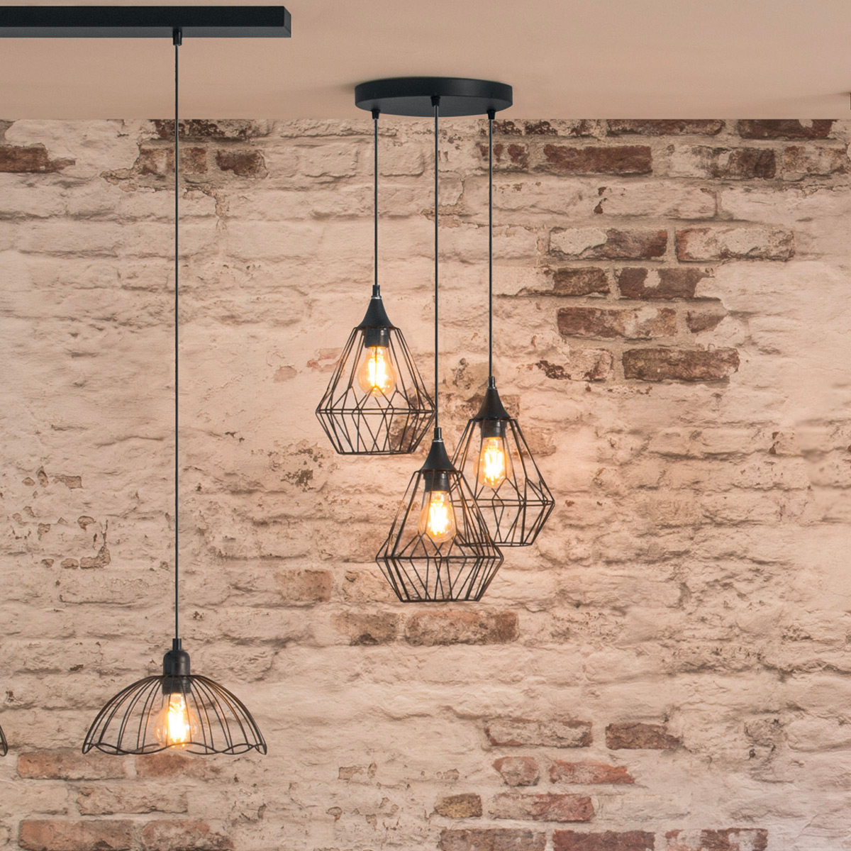 Suspension filaire 3 spots métal KAORE noir, ATMOSPHERA
