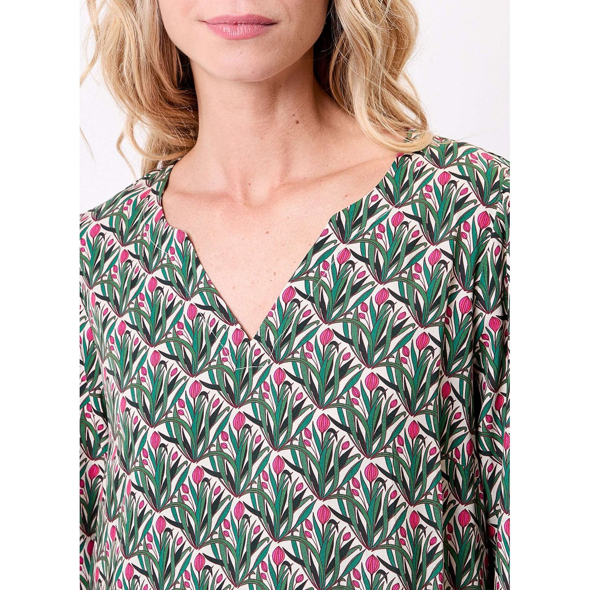 Robe imprimée évasée manches 3/4 IZOE vert zefania, LA FIANCÉE