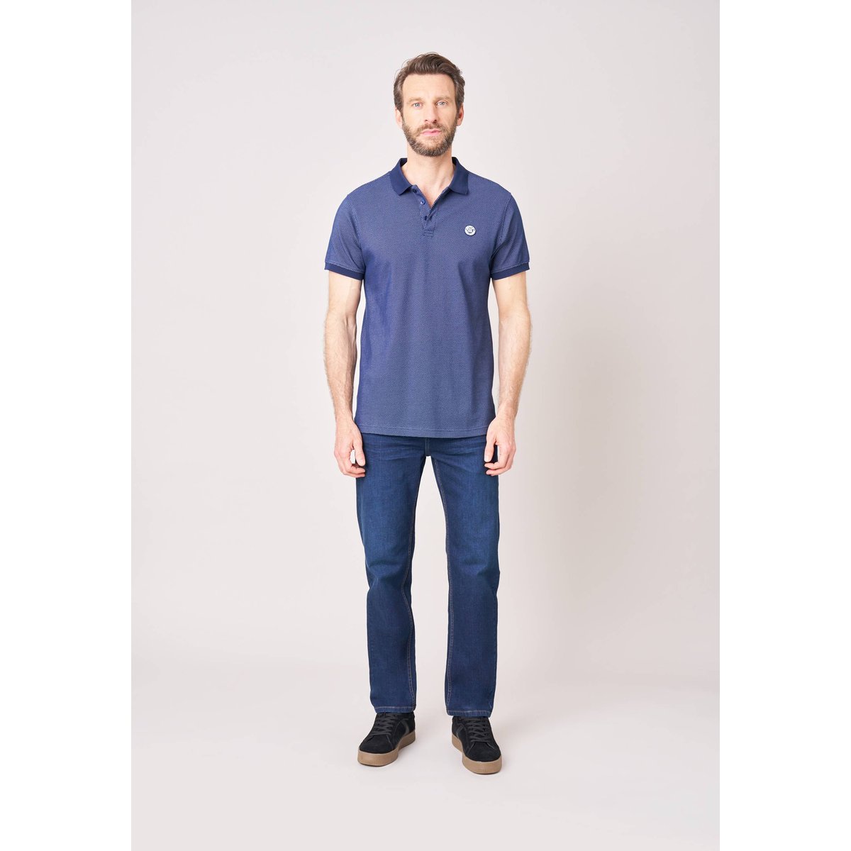 Polo regular homme en coton BAKY indigo, DEELUXE