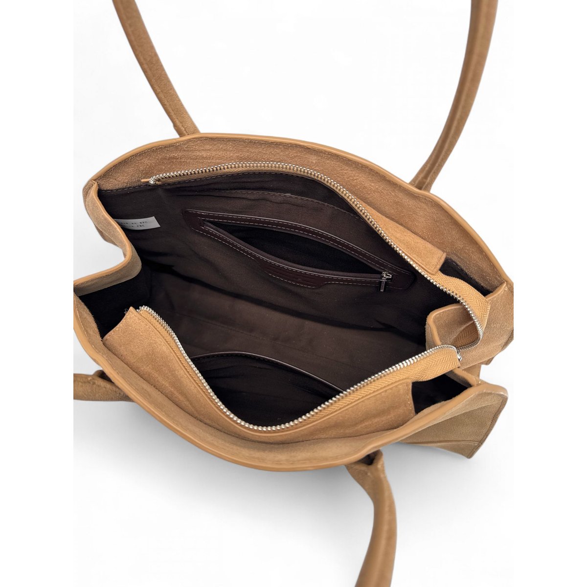 Grand sac cabas en croûte de cuir CONSTANCE taupe moyen, OH MY BAG
