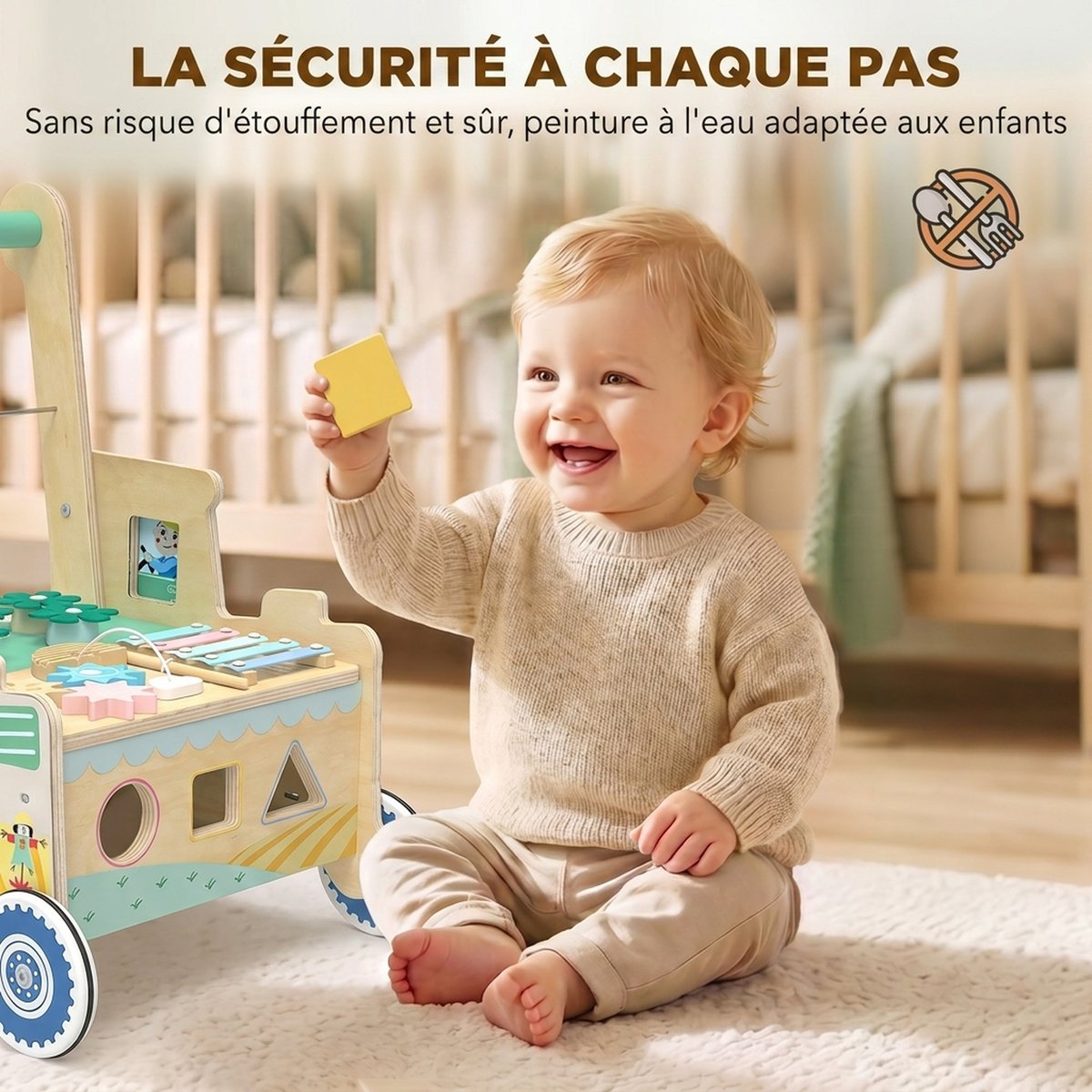 Trotteur pour bébé Panneau multicouche Vert vert, naturel, AIYAPLAY