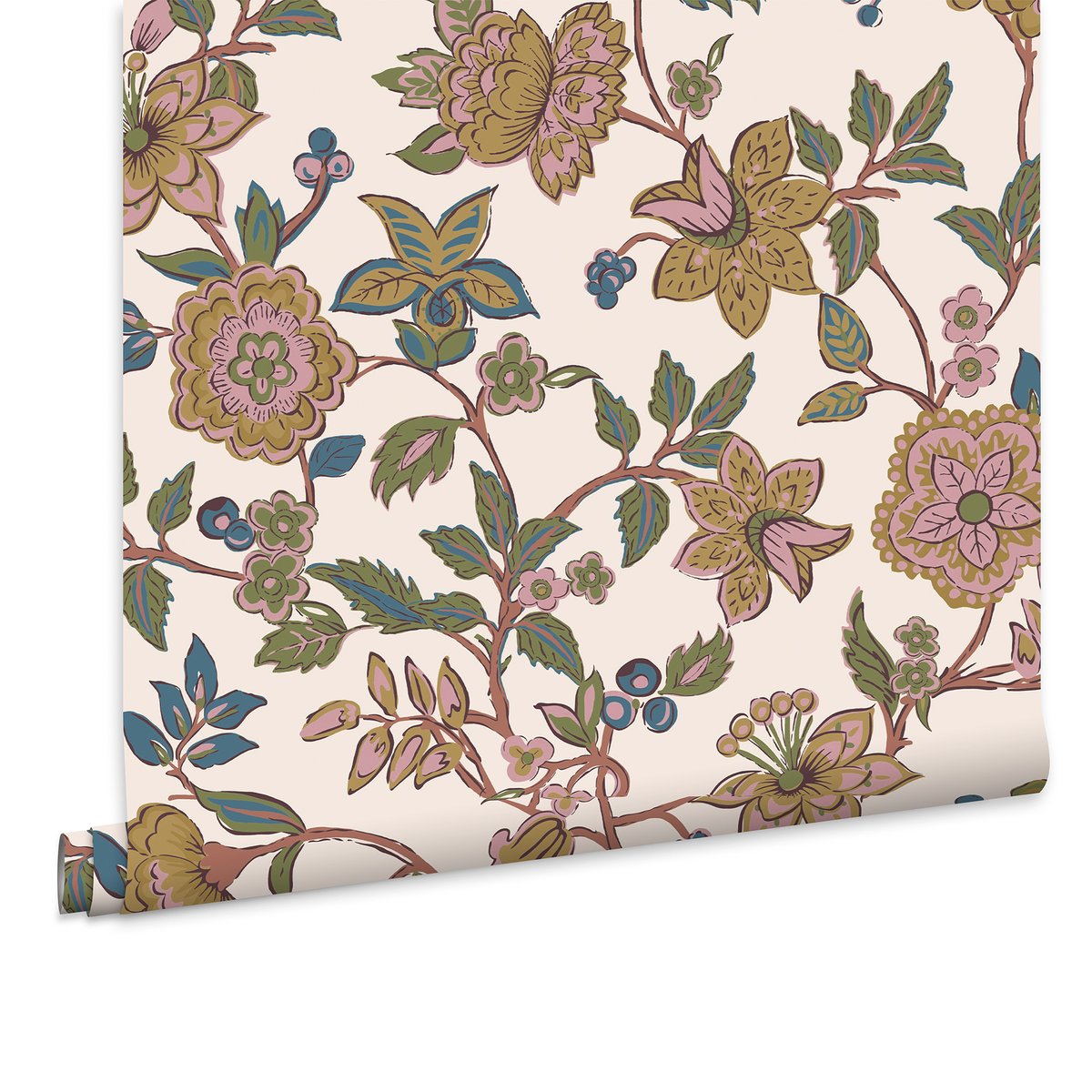 Papier peint Envolée de fleurs jacobines multicolore, JOULES