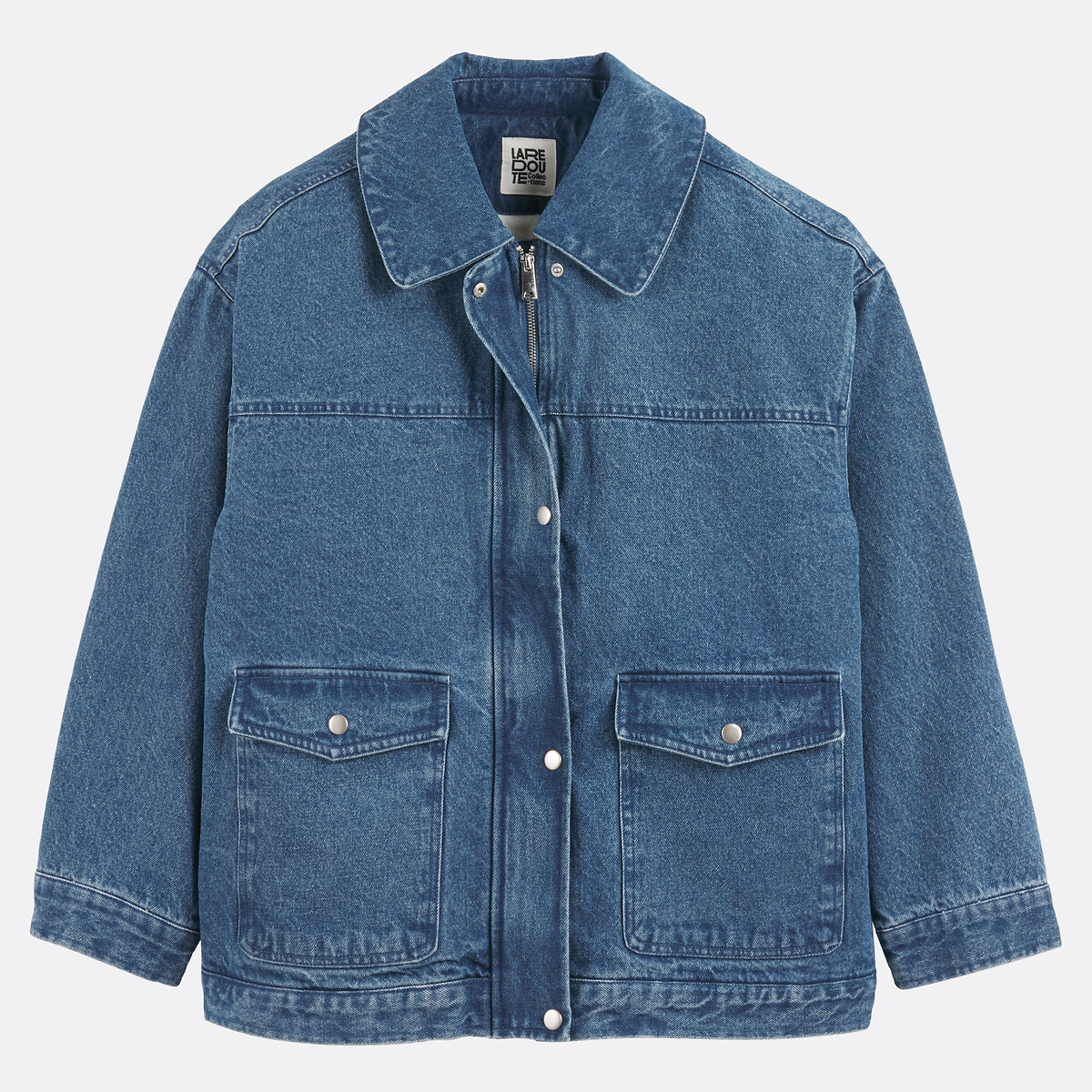 Chaqueta vaquera con forro sherpa azul stone, LA REDOUTE COLLECTIONS