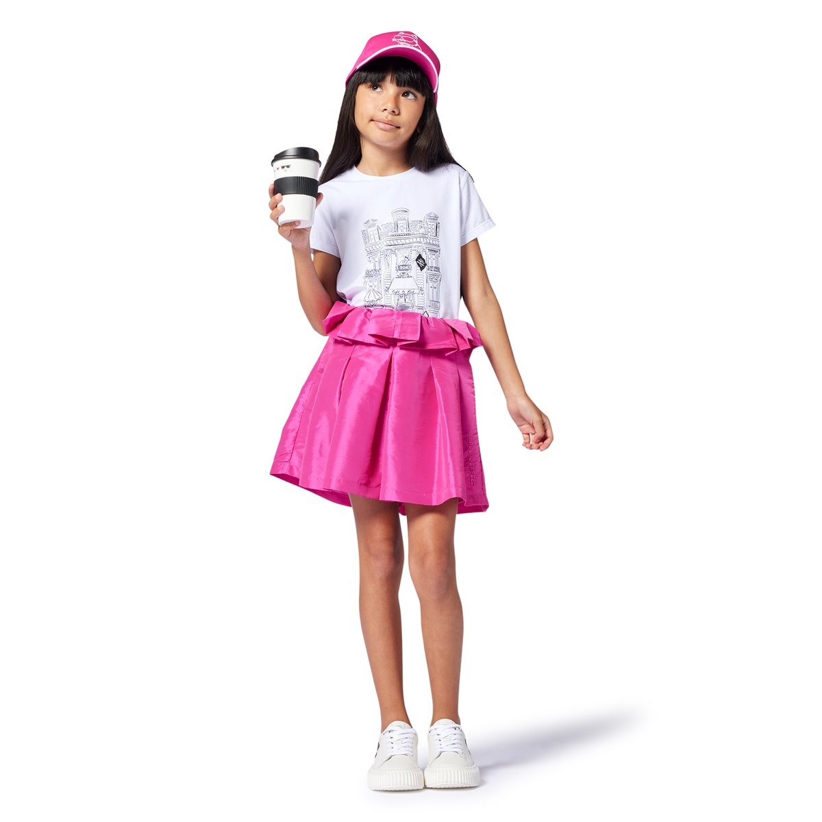 T-shirt avec imprimé placé blanc, KARL LAGERFELD KIDS
