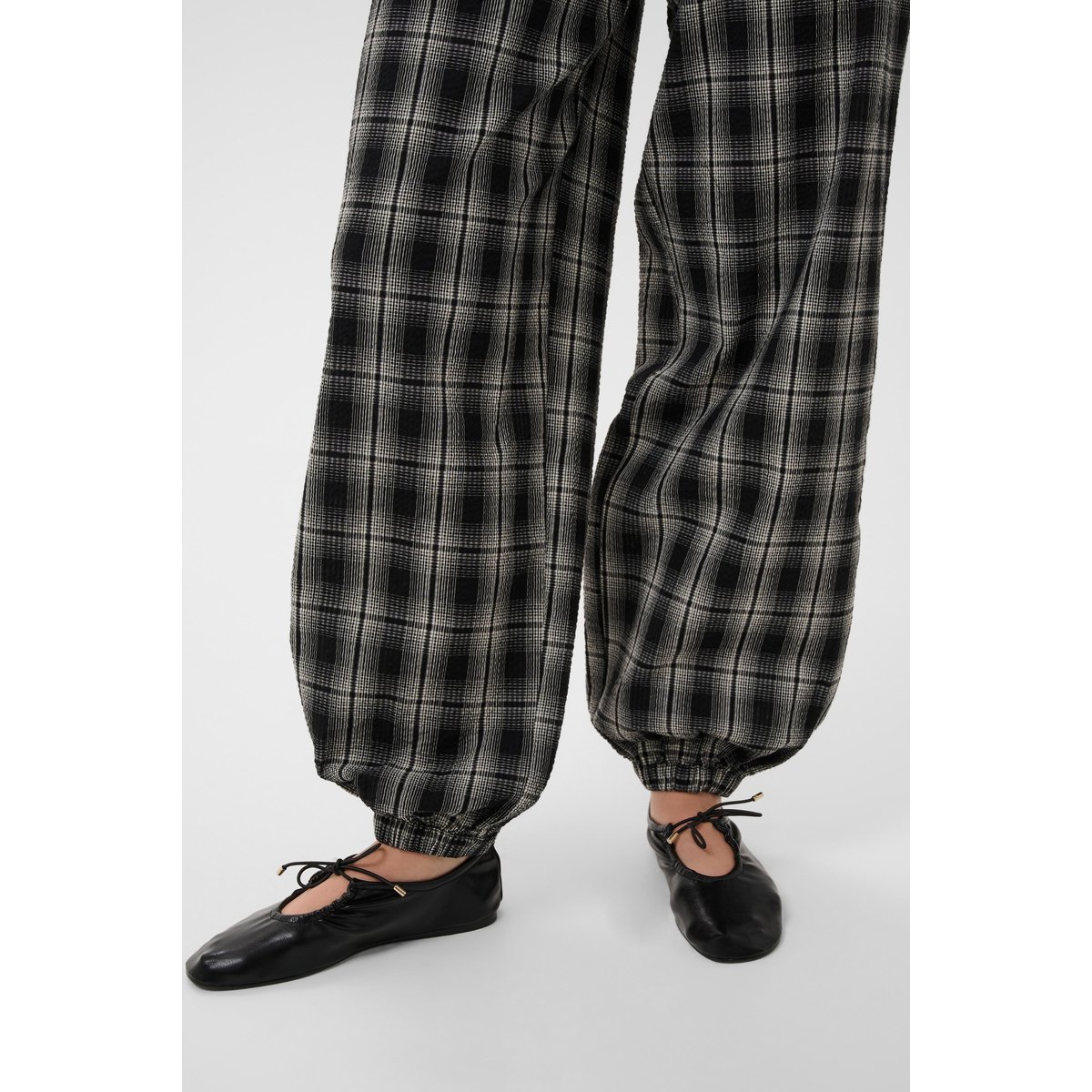 Pantalon casual noir blanc black & white check, KAFFE