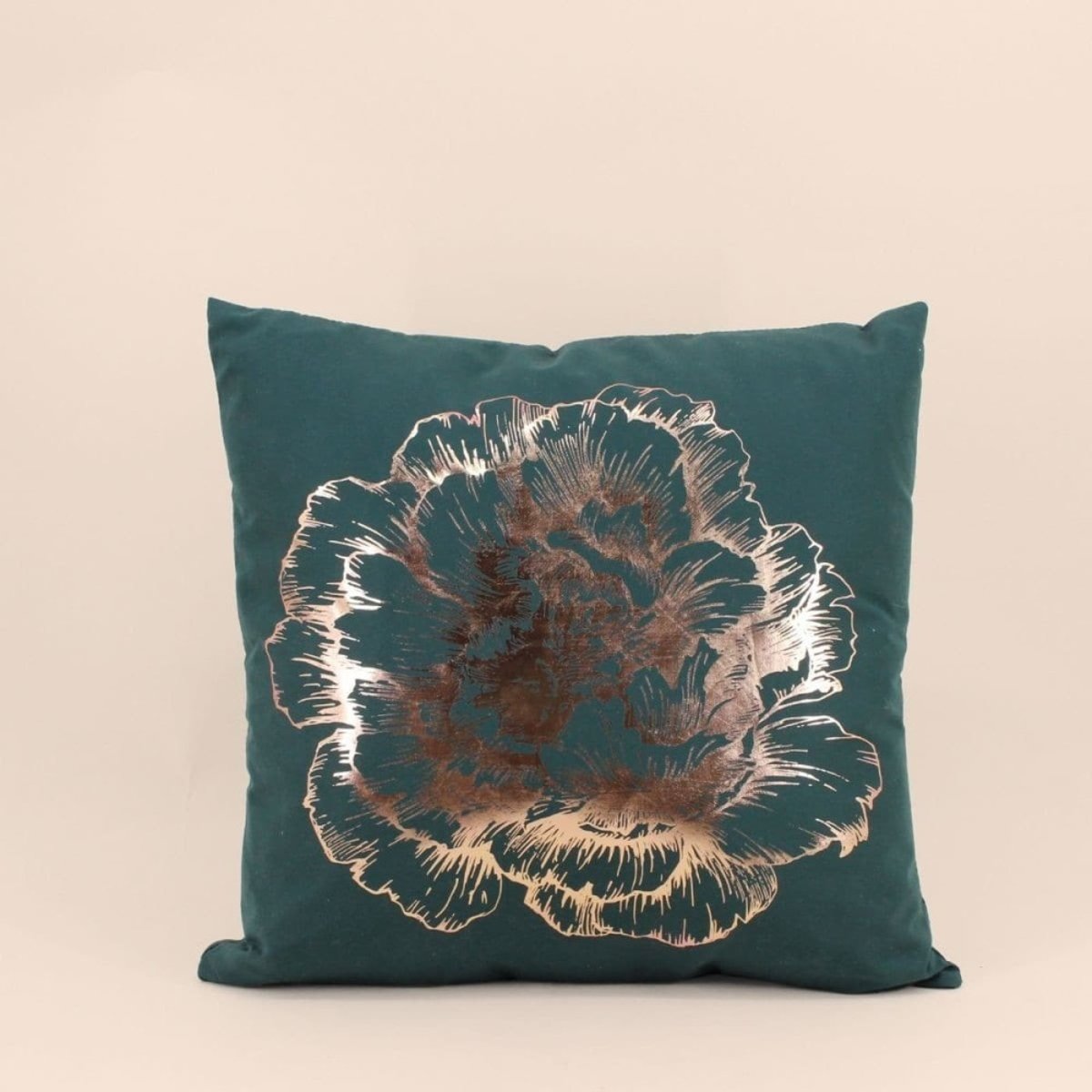 Coussin motif fleur 45x45cm vert, ORNAMI