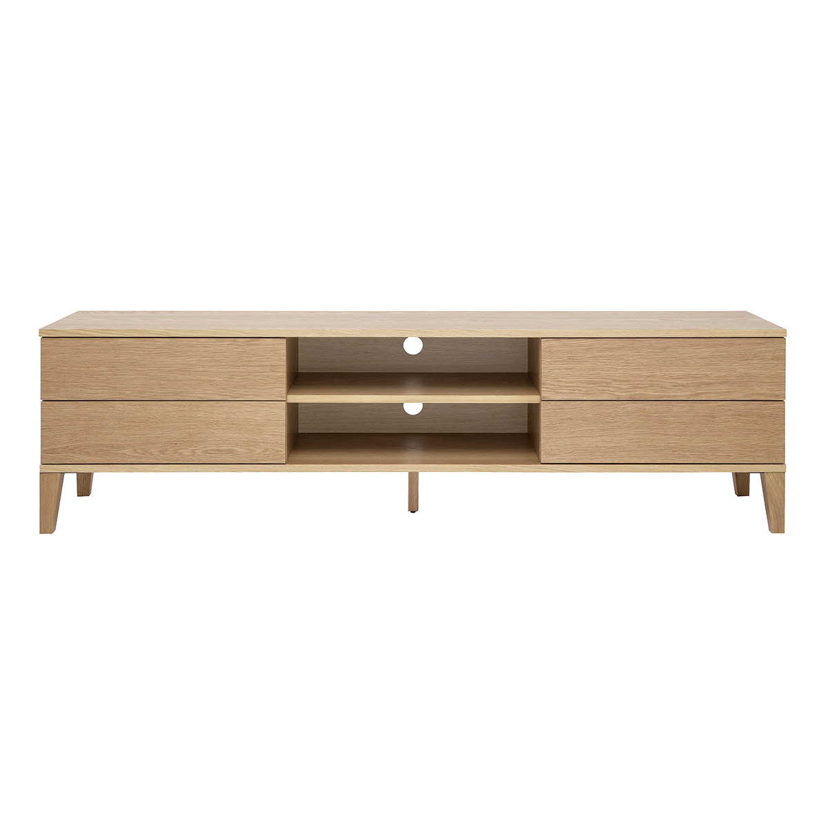 Meuble TV scandinave bois clair chêne 4 tiroirs L180 cm FREDDY naturel, MILIBOO