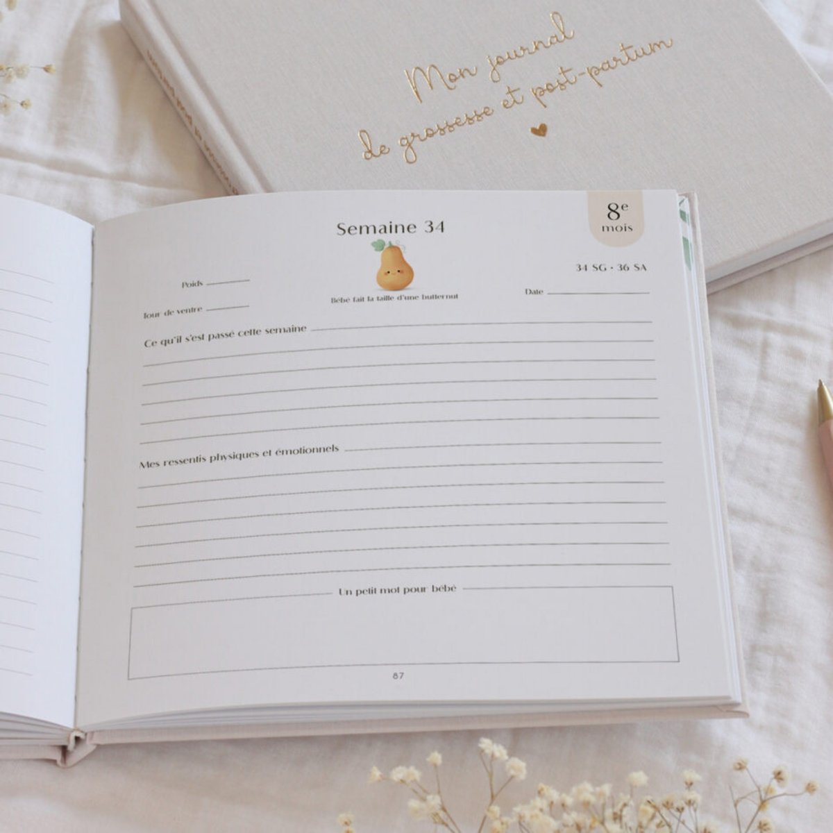 Journal de grossesse et post-partum beige, ZÜ