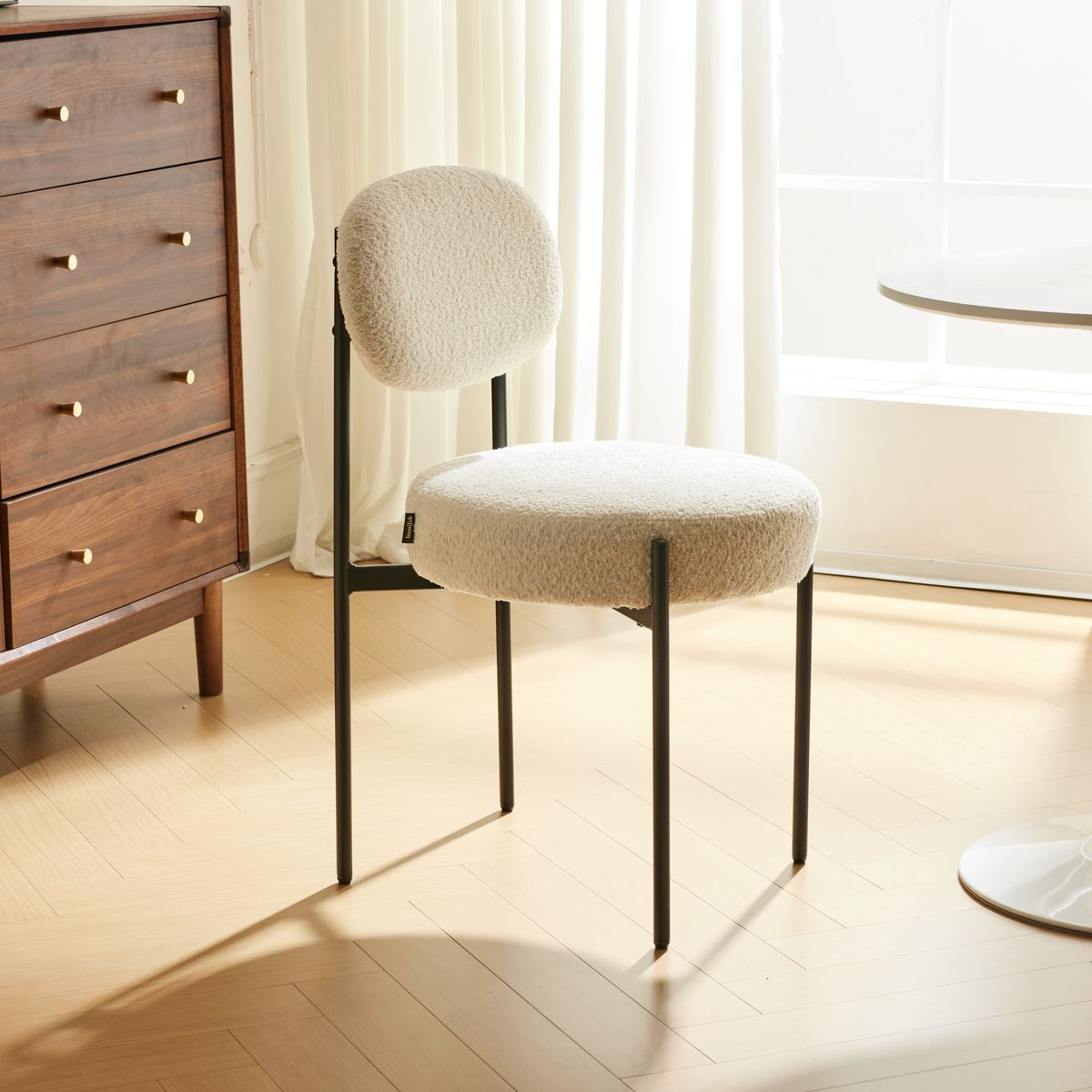 Lot de 2 chaises en tissu bouclé - EVORA ecru, HOMIFAB