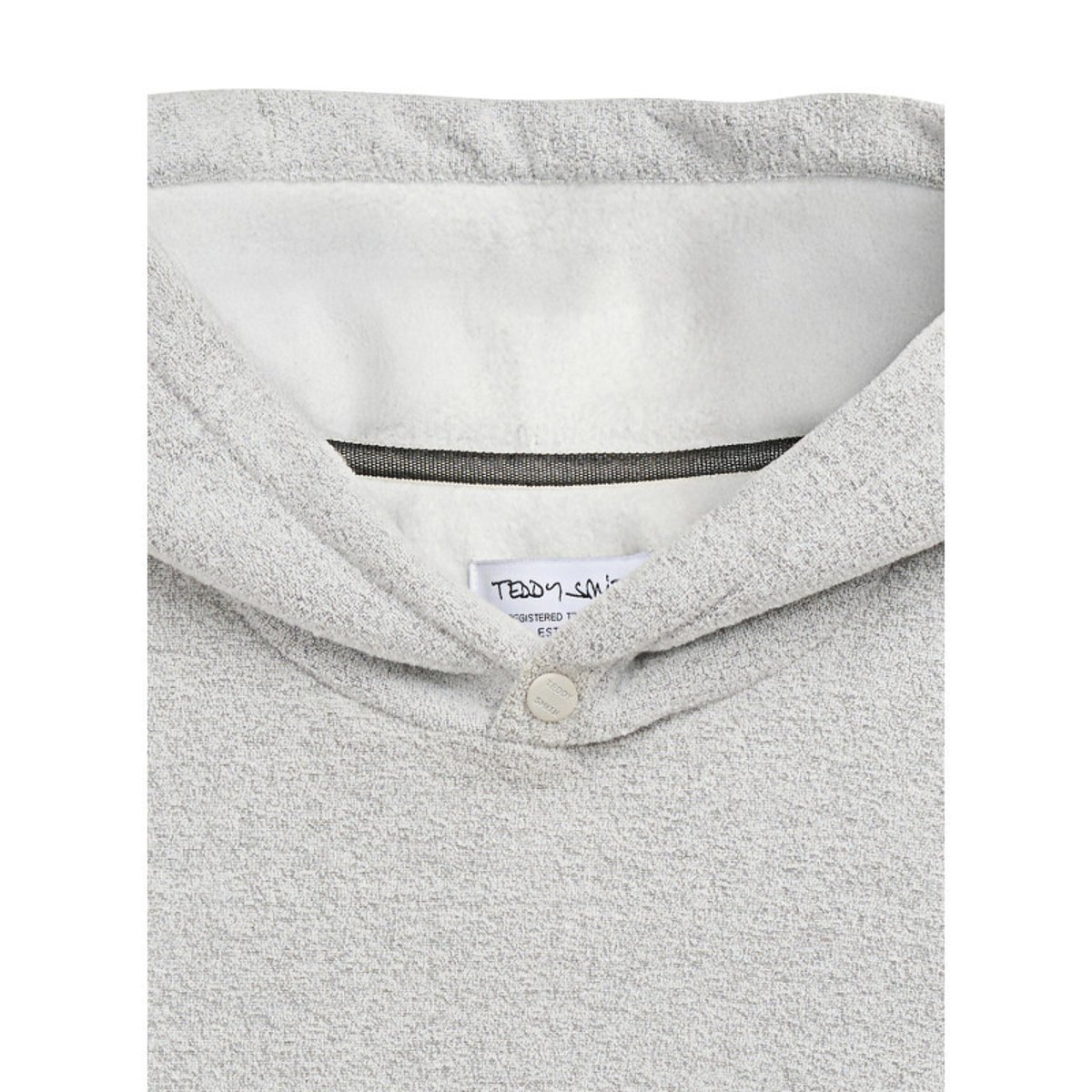 Sweat à capuche gris clair chiné en tissu éponge à coupe droite gris, TEDDY SMITH