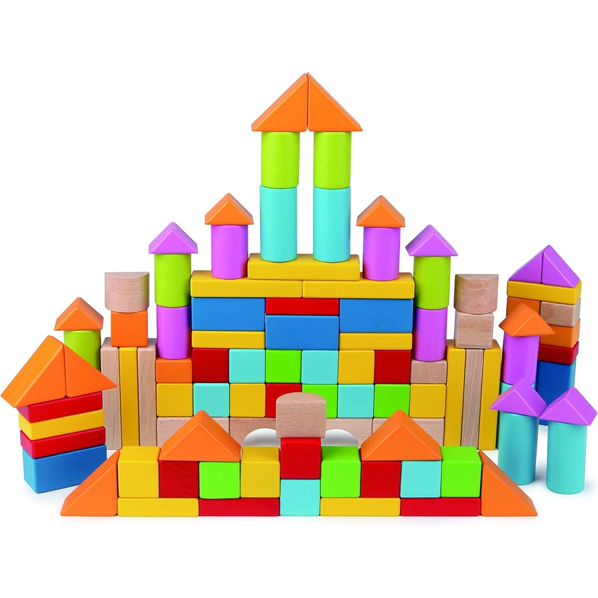 Set de blocs de bois colorés, 101 pièces. multicolore, HAPE