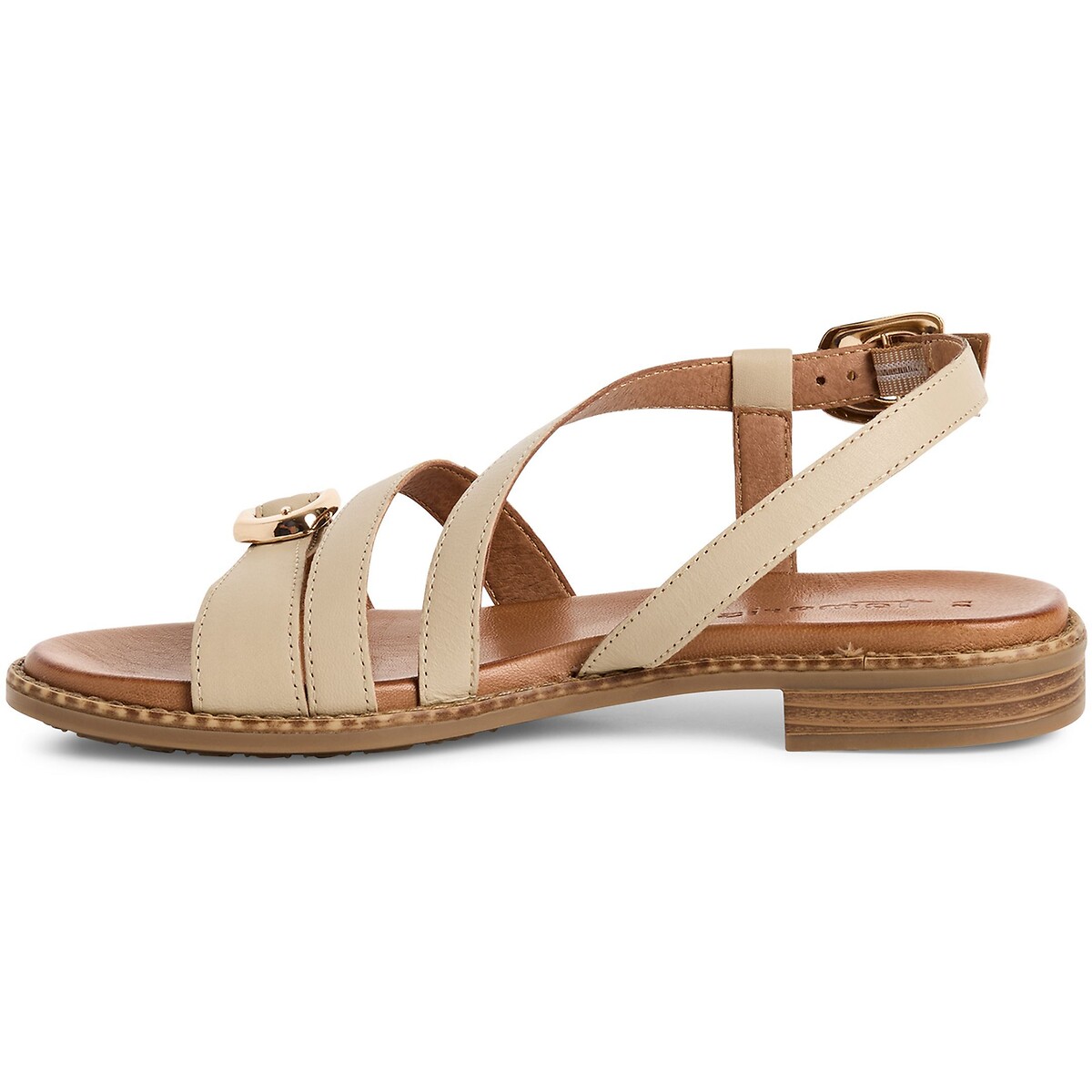 Flat Leather Sandals ivory, TAMARIS