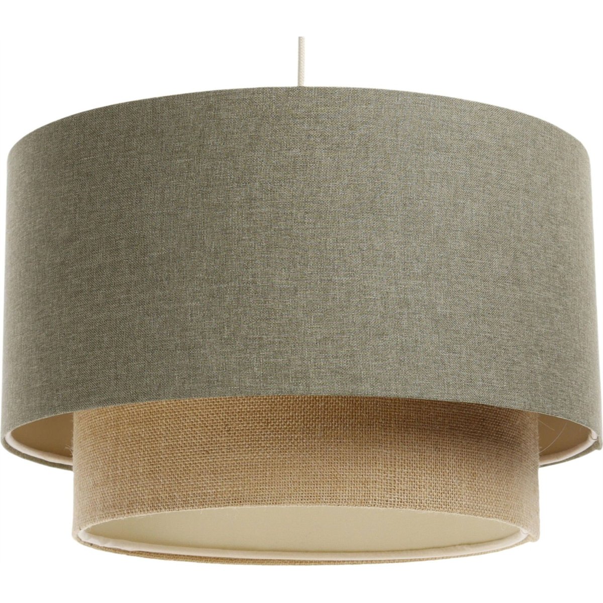 Suspension en tissu rond Boho Elegant beige crème tissu structuré, BPS KONCEPT
