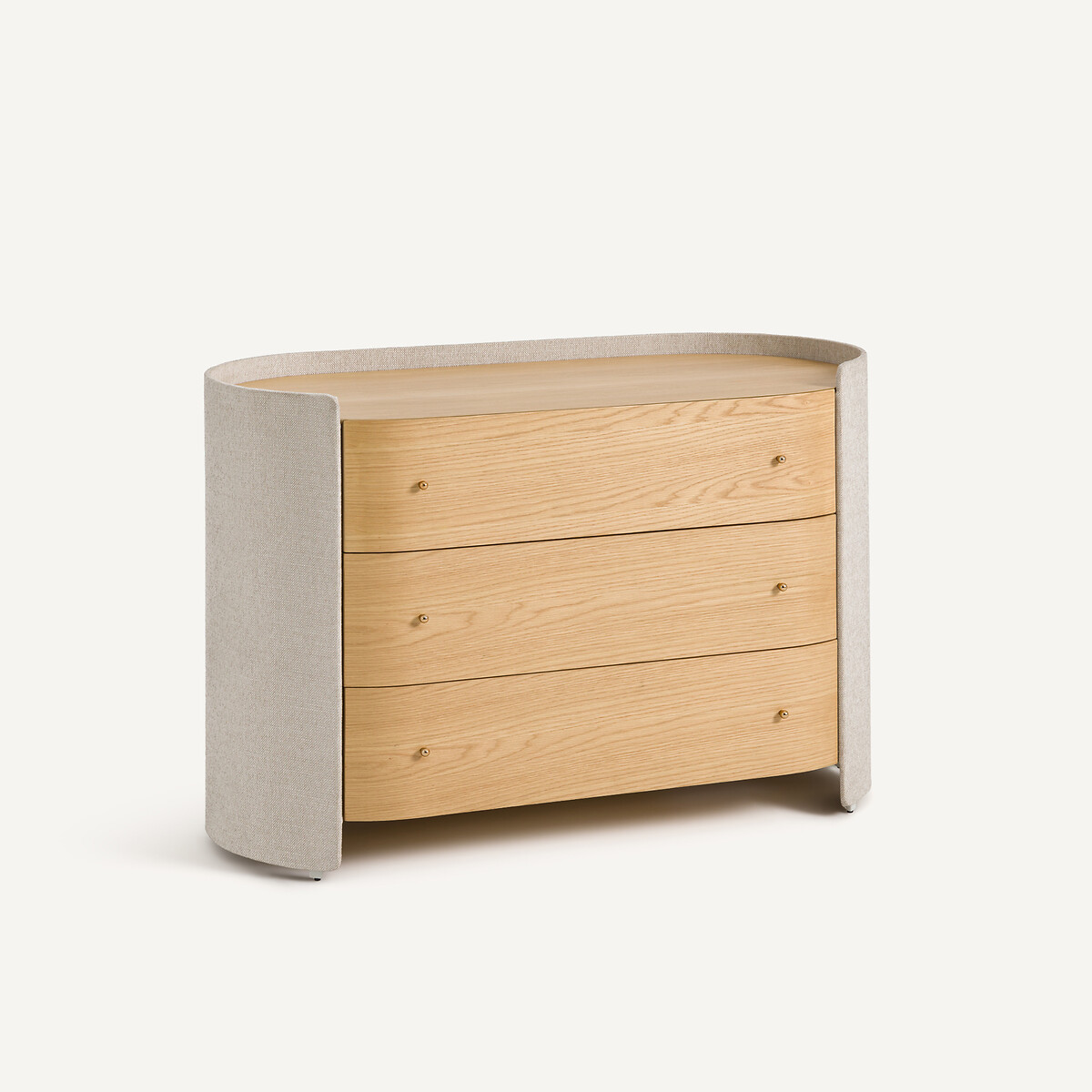 Commode 3 tiroirs, plaqué chêne et tissu, Firmo chêne naturel, AM.PM