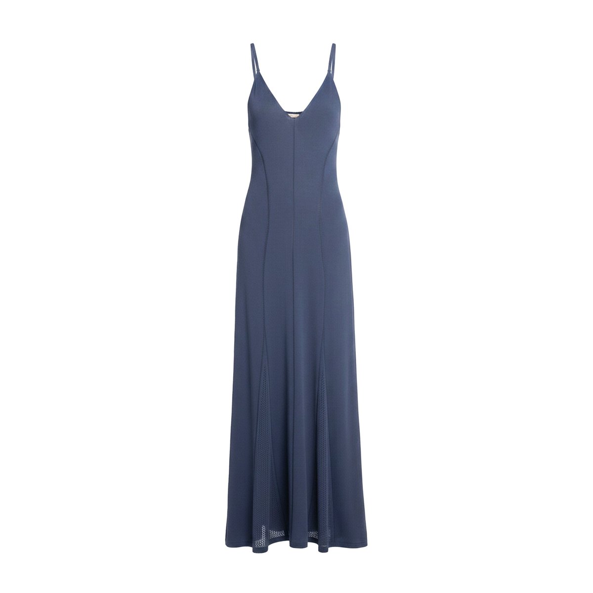 Robe longue en maille avec godets bleu, THE-ARE