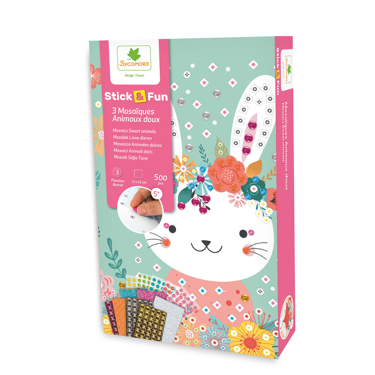 Mini mosaïques Animaux doux rose, SYCOMORE