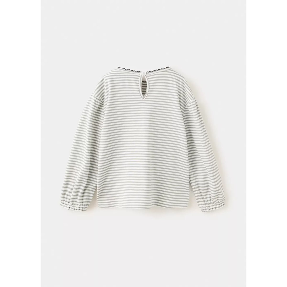 T-shirt rayures détail brodé blanc cassé, MANGO BABY