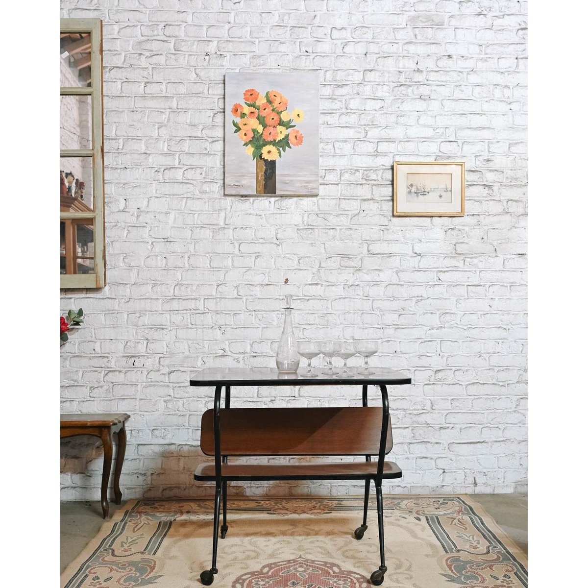 Desserte vintage en formica Anouk N°387 - Bon état bois foncé, DEBONGOUT