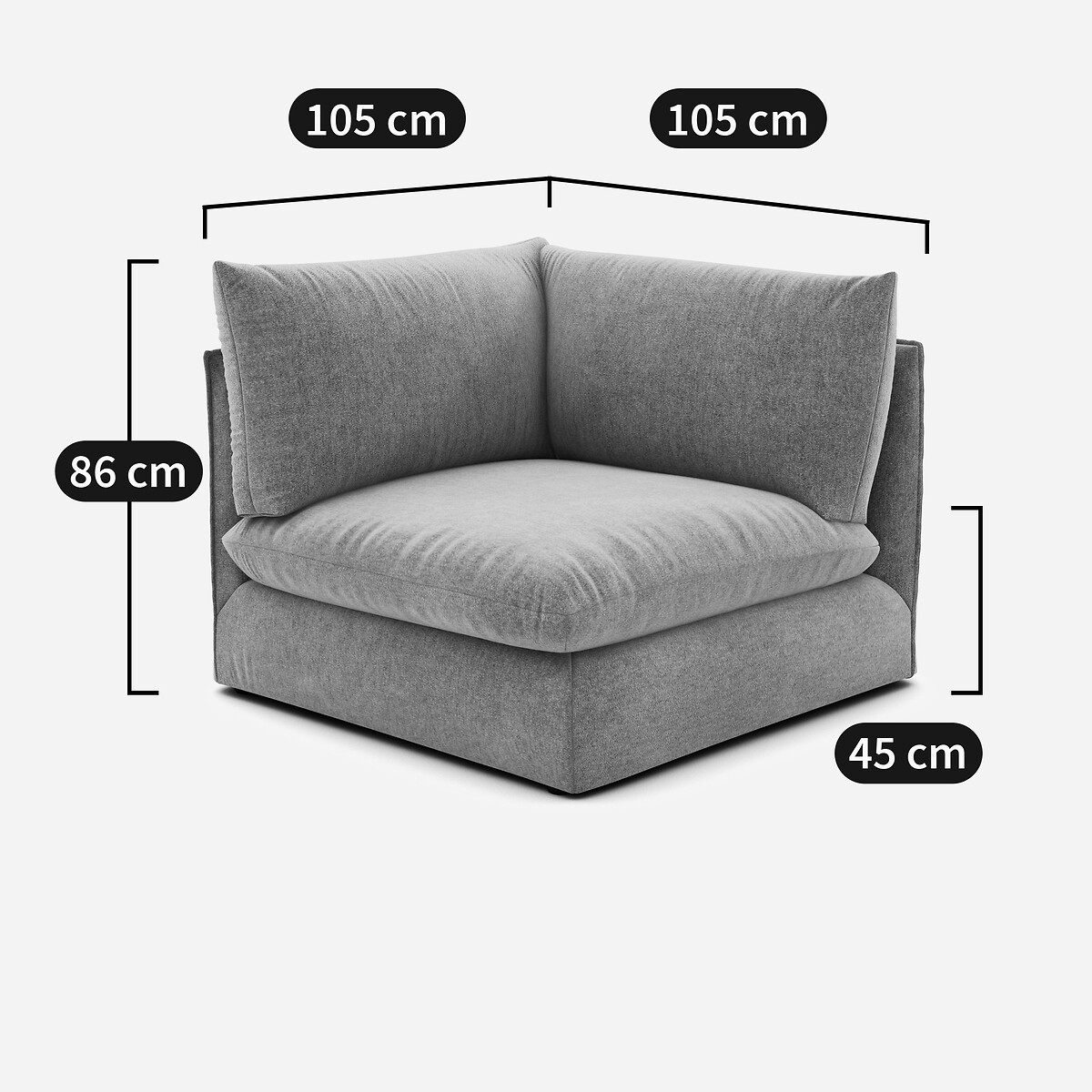 Élément d'angle pour canapé modulable, en tissu structuré, MALO praline, LA REDOUTE INTERIEURS