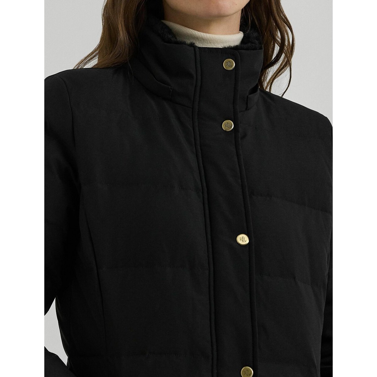 Doudoune mi-longue à capuche noir, LAUREN RALPH LAUREN