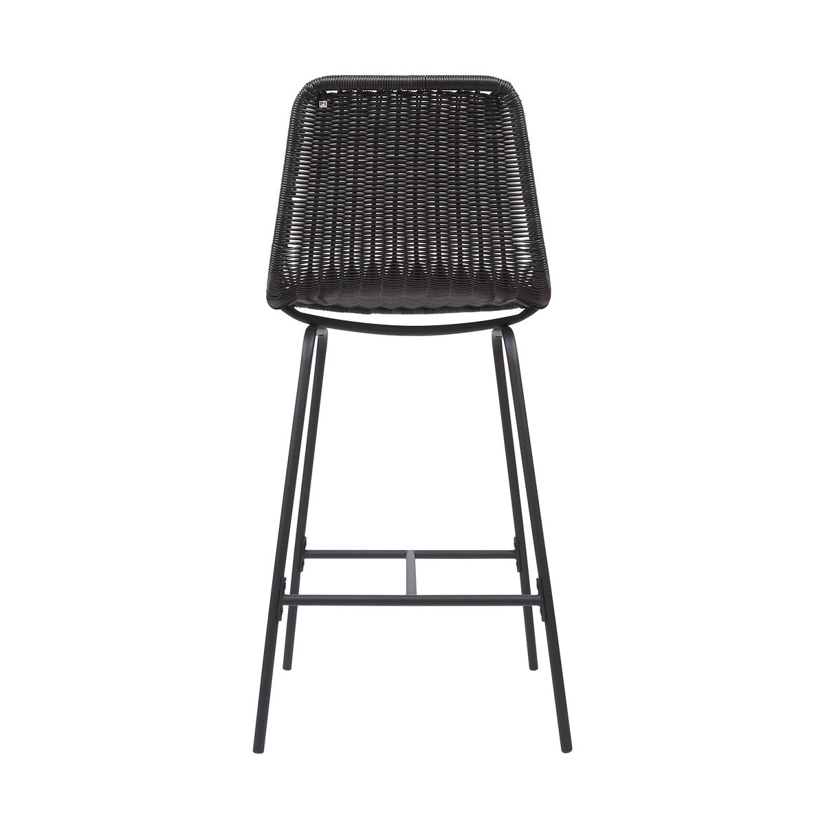 Lot de tabourets de bar et d'ilot en métal avec assise en rotin 65cm KUTA|Lot de 8 | Lot de 8 noir, MOB IN