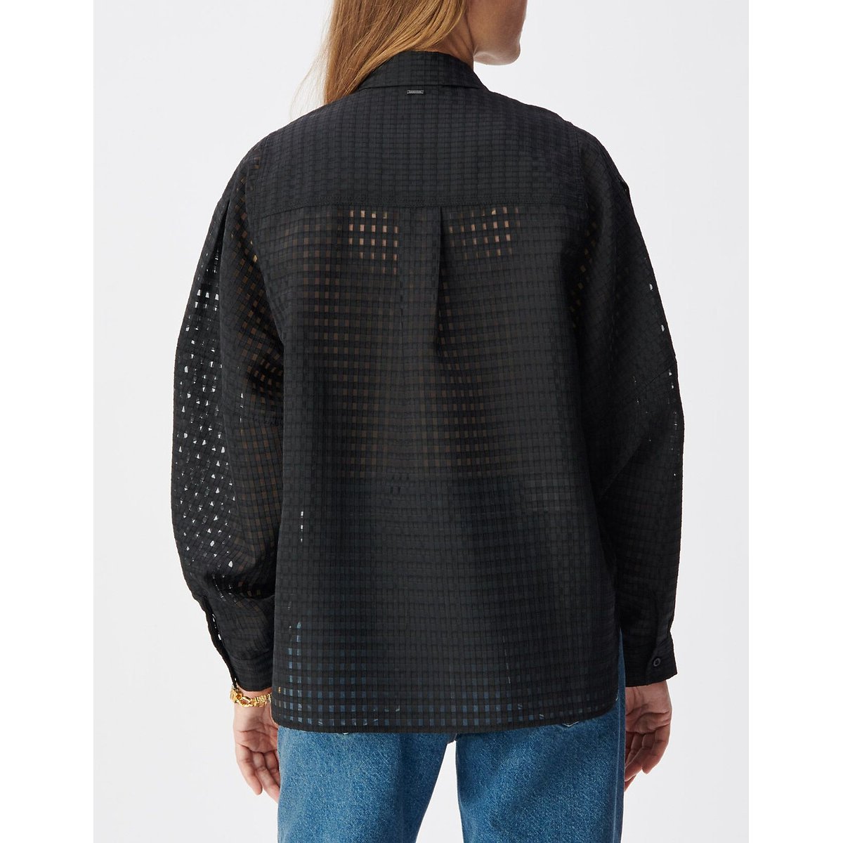 Chemise en dentelle manches longues noir, IKKS