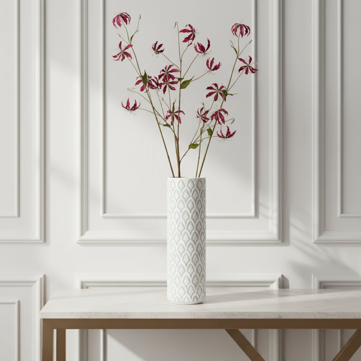 Tige de gloriosa pailletée artificielle H125 NOËL violet, SIA DECO
