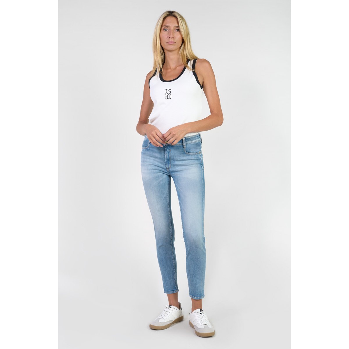 Jeans push-up slim taille haute PULP, 7/8ème blue, LE TEMPS DES CERISES