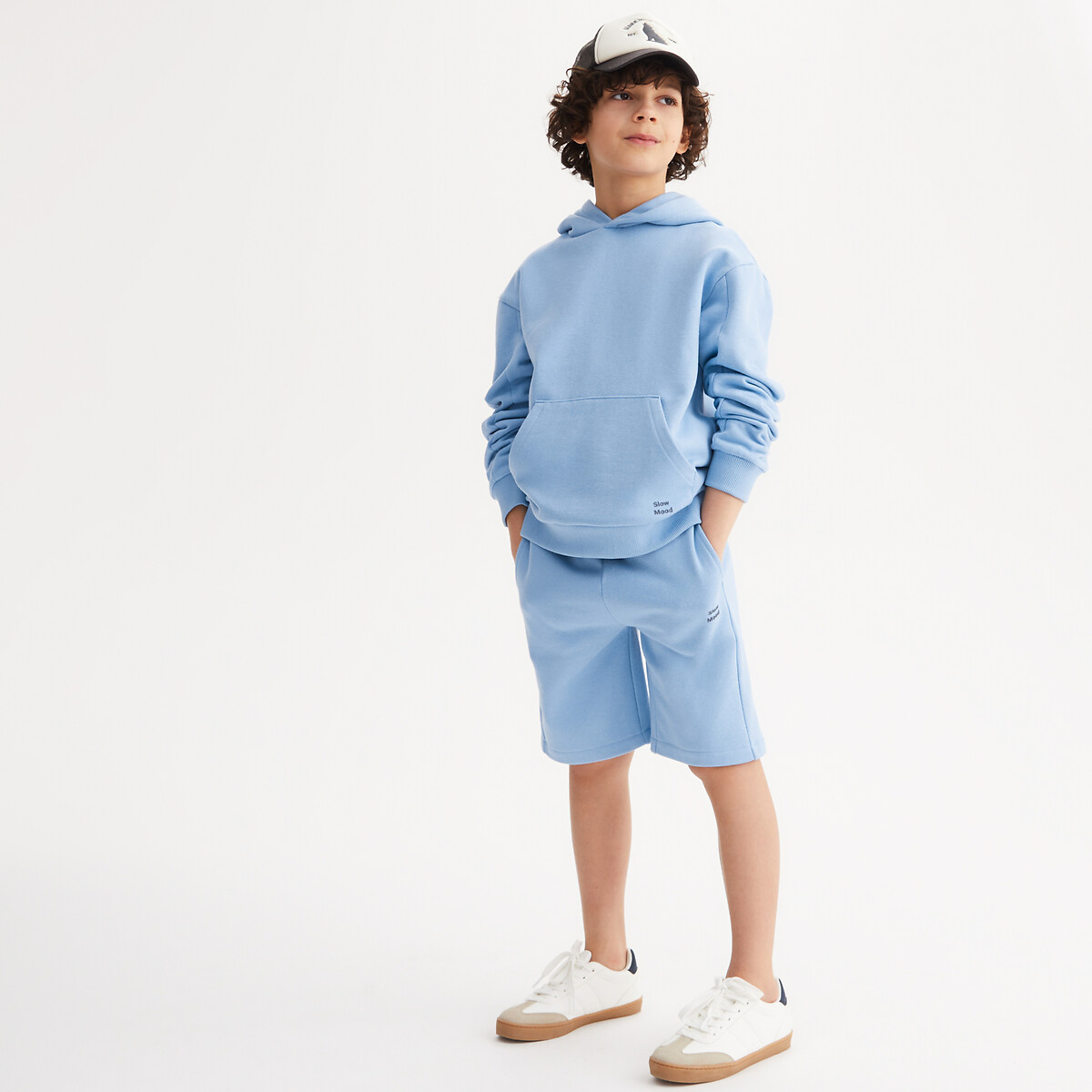 Fleece Hoodie and Shorts Set blue, LA REDOUTE COLLECTIONS