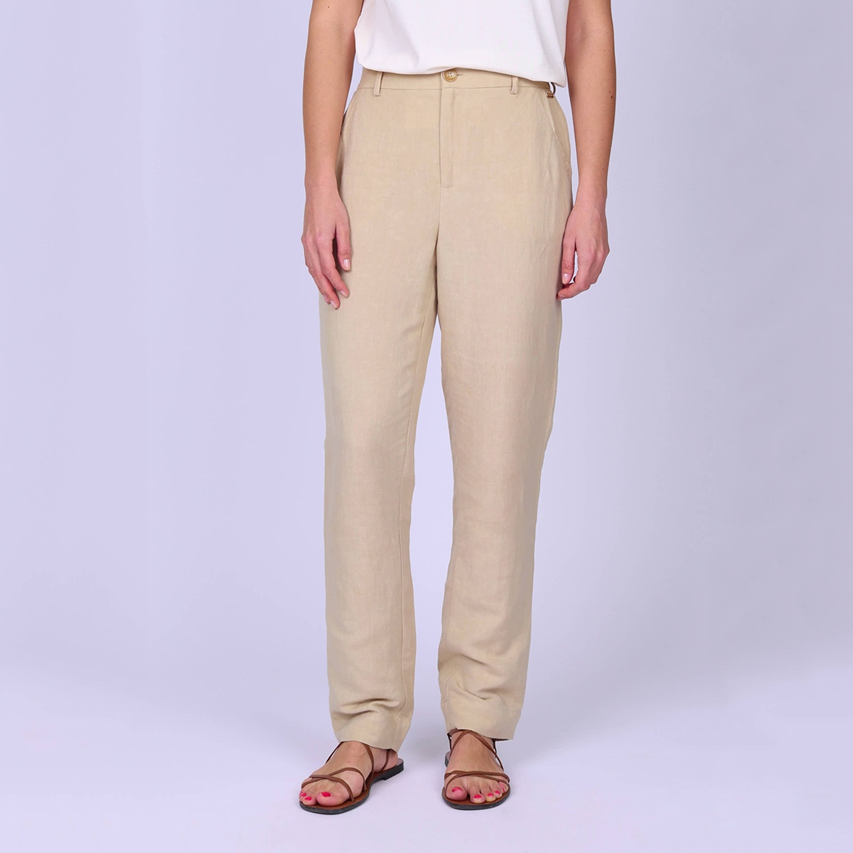 Pantalon lin et viscose George beige, MISE AU GREEN
