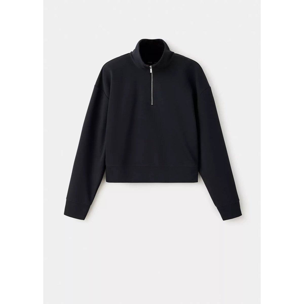 Sweat-shirt col montant zippé bleu marine, MANGO