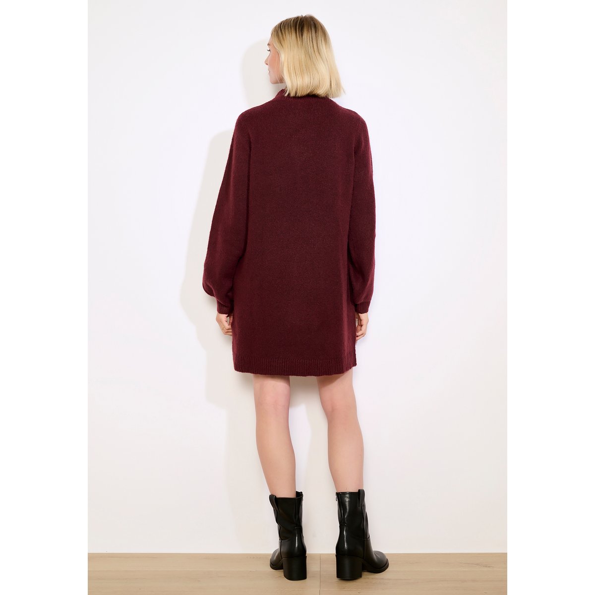 Robe pull col montant bordeaux wine, LOLALIZA