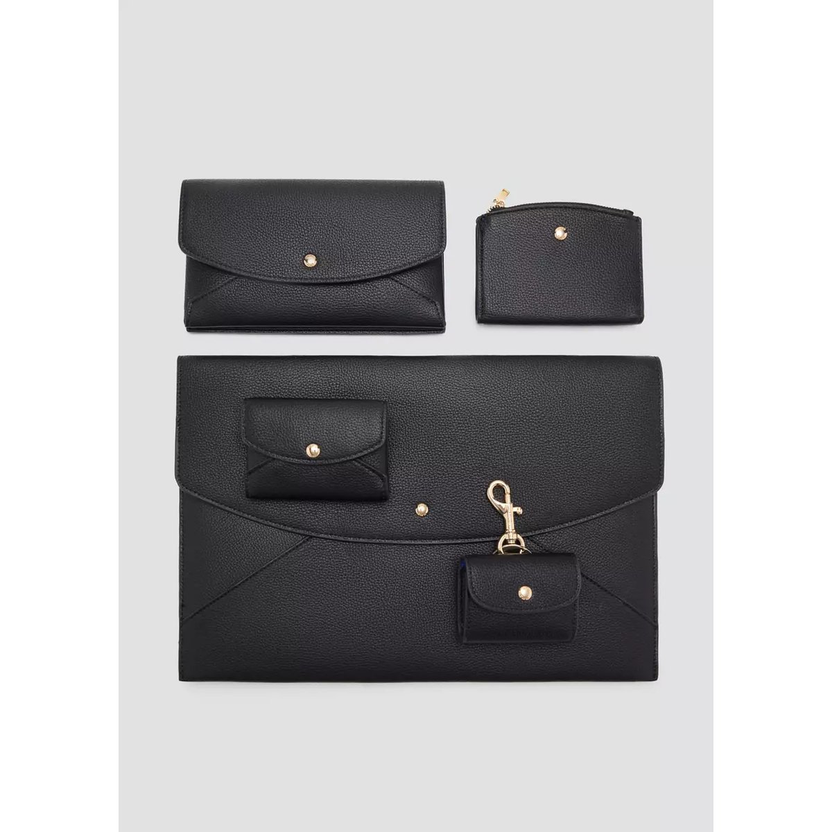 Portefeuille rabat bouton noir, MANGO