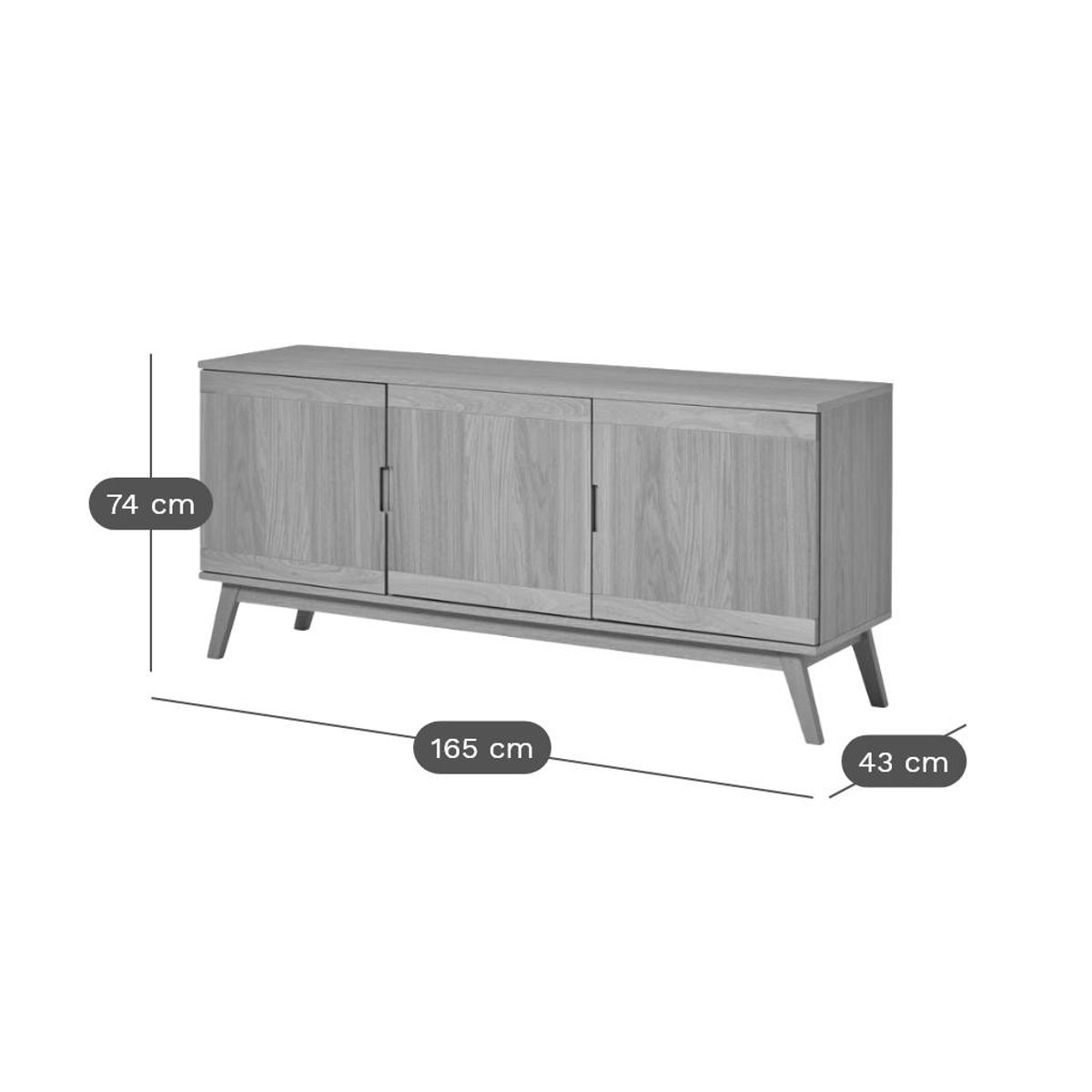 Buffet bois 3 portes - ADELE bois clair, CAMIF