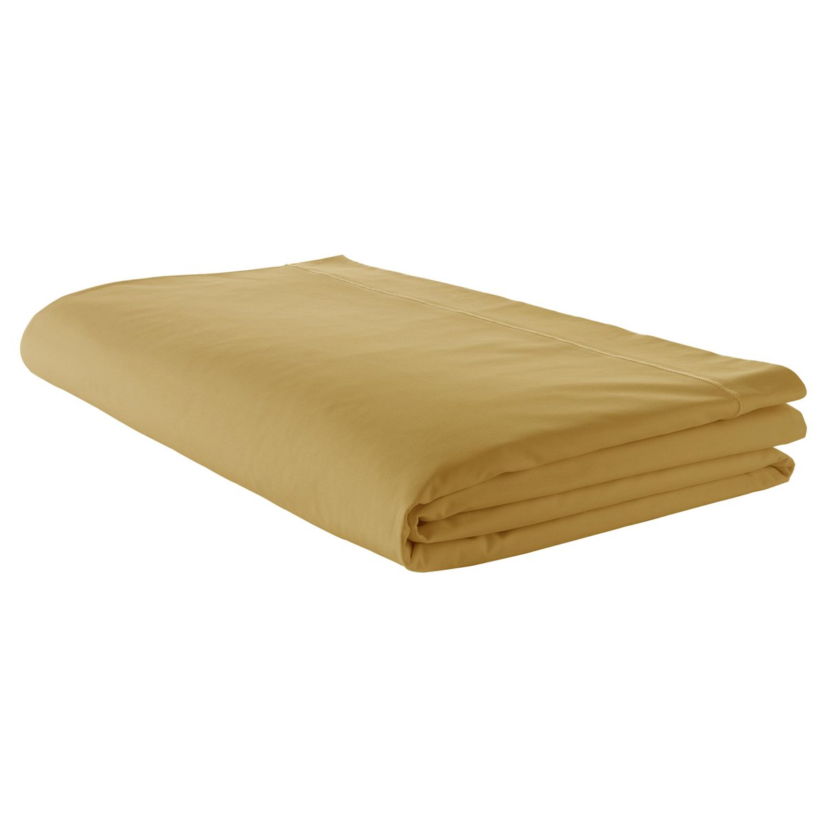 Drap plat piqué uni en percale de coton ambre, TRADILINGE