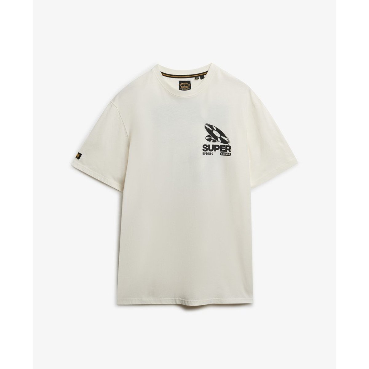T-shirt oversize Record Label crème, SUPERDRY