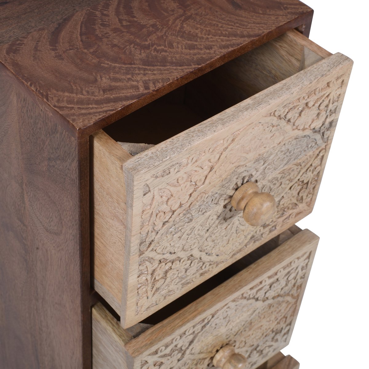 Chiffonnier 3 tiroirs, bois de manguier, MADURAI finition noyer, NORDLYS
