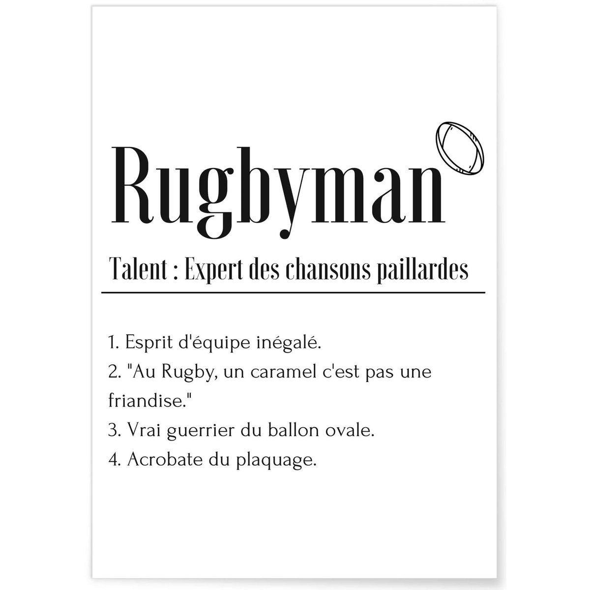 Affiche Définition Rugbyman blanc, L'AFFICHERIE