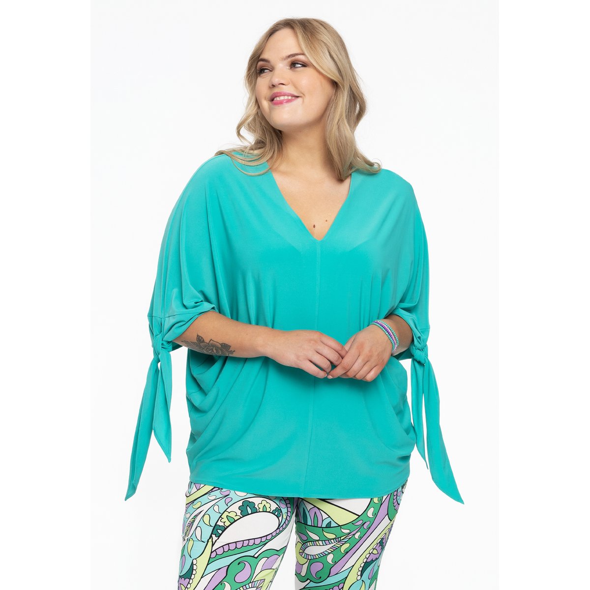 Chemise v-cou turquoise, YOEK