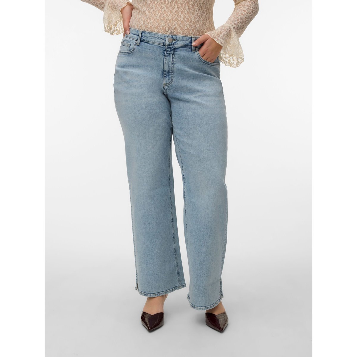 Jean À Coupe Large light blue denim, VERO MODA
