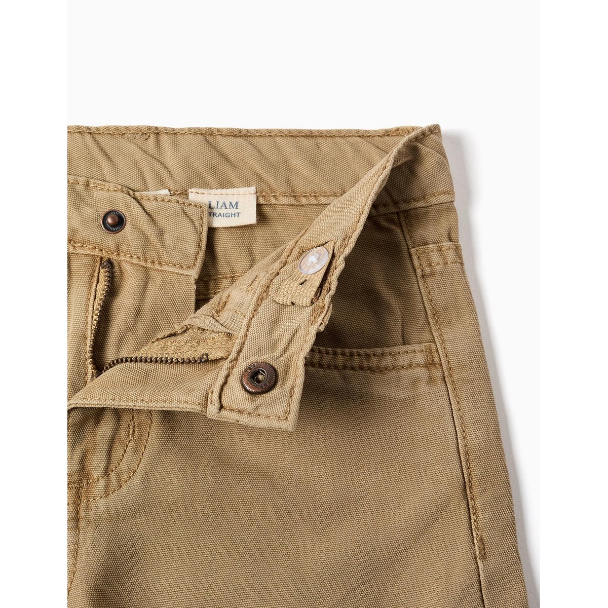 Pantalon en coton à coupe droite avec 5 poches beige, ZIPPY
