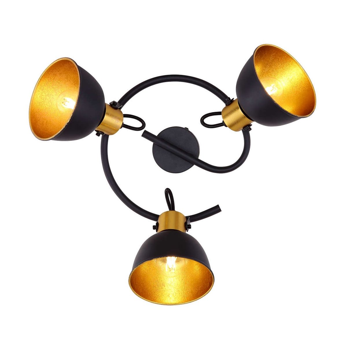 Plafonnier rond 3 spots en métal design industriel NAMUS noir, GLOBO LIGHTING