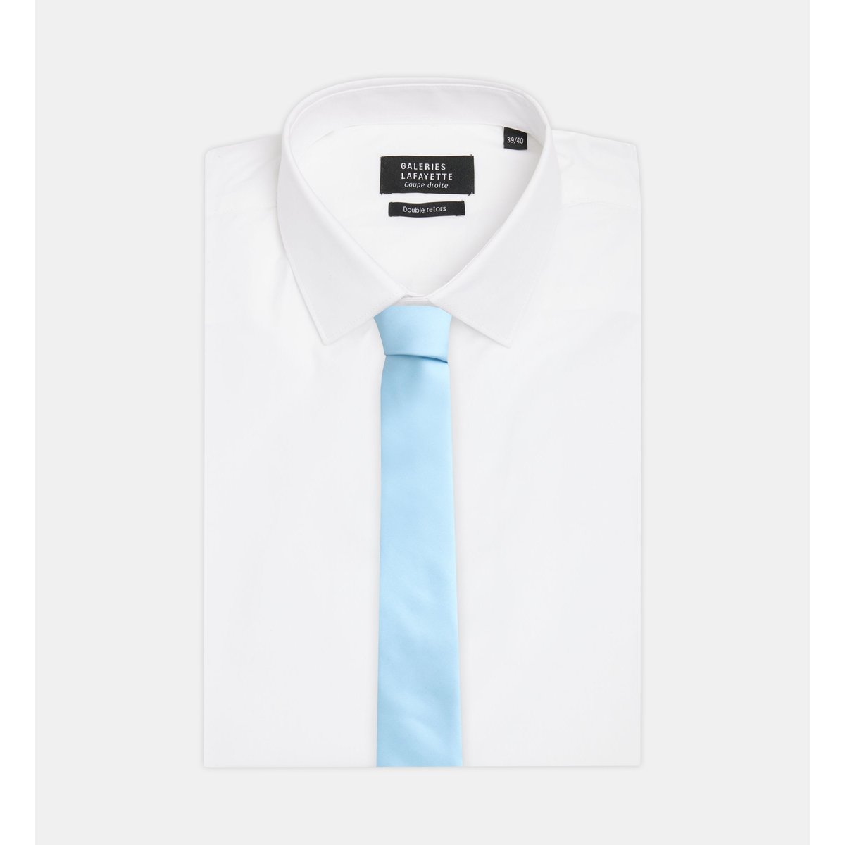 Cravate fine mipoly unie bleu clair, GALERIES LAFAYETTE
