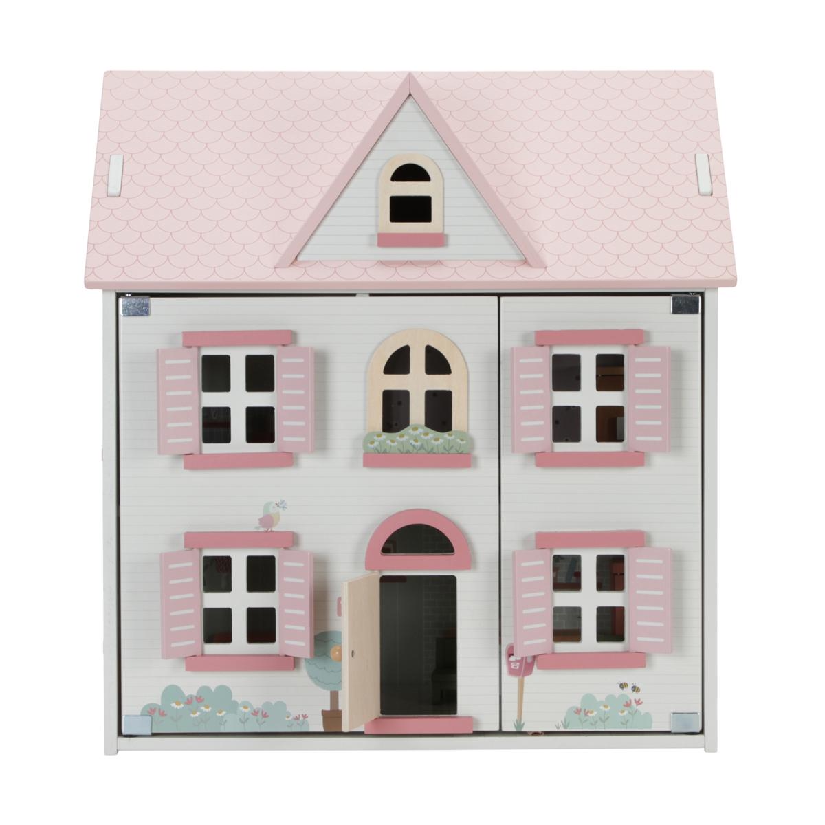 Maison de poupée moyenne blanc, rose, vert, LITTLE DUTCH