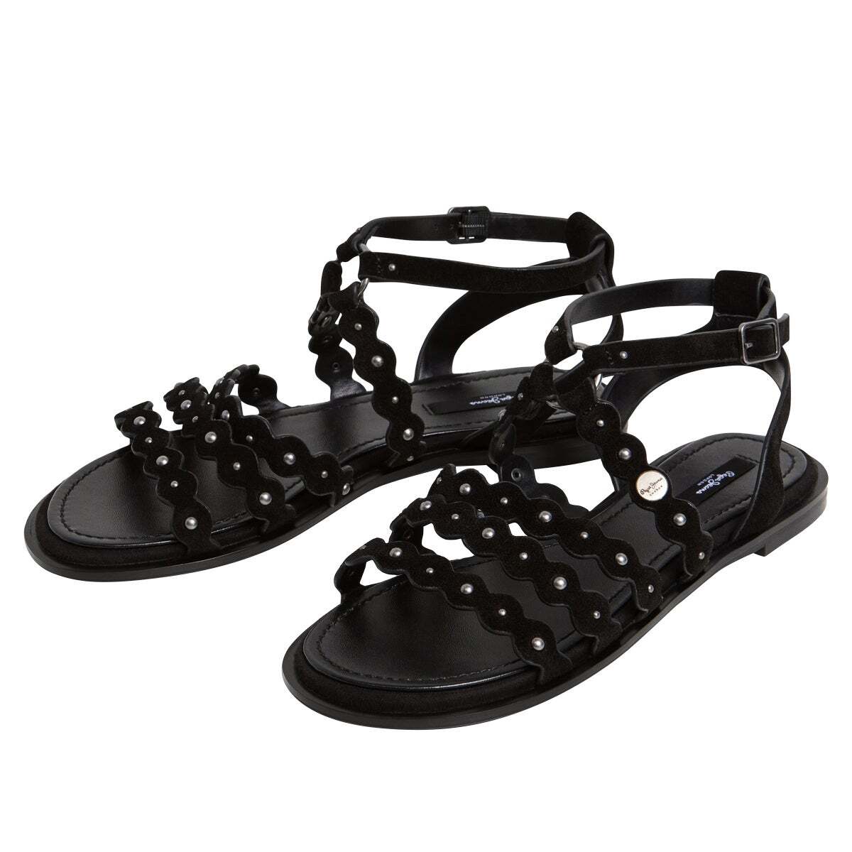Sandales Plates En Daim noir, PEPE JEANS