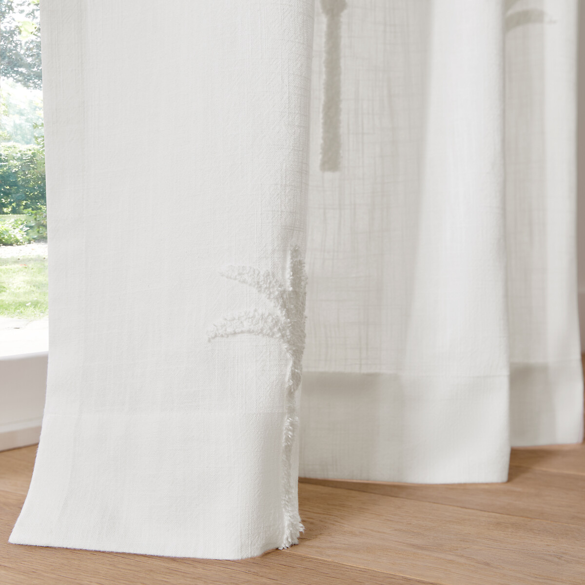 Vorhang mit Palmenmotiv, bouclé, aus Baumwolle, PALMAE ecru, LA REDOUTE INTERIEURS