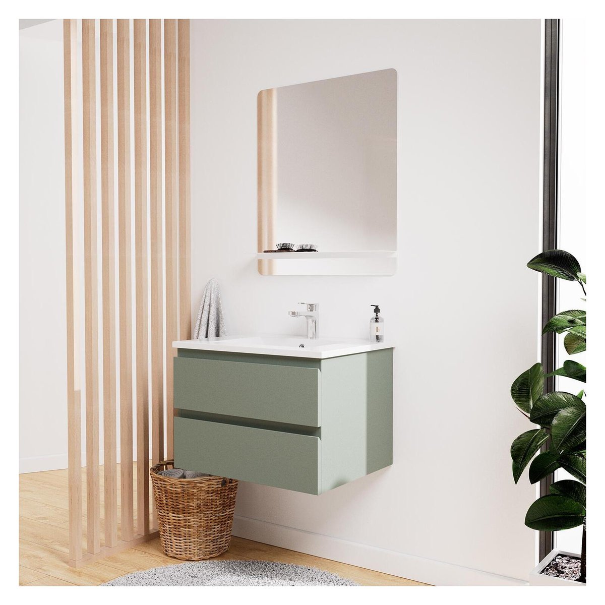 Meuble simple vasque SORRENTO vert, MOB IN