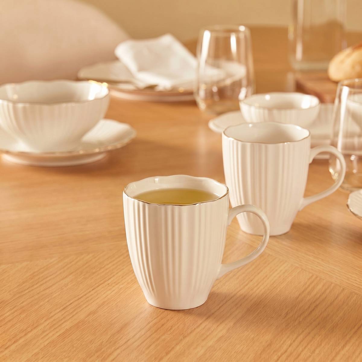 Mug en porcelaine DAPHNE blanc, ATMOSPHERA