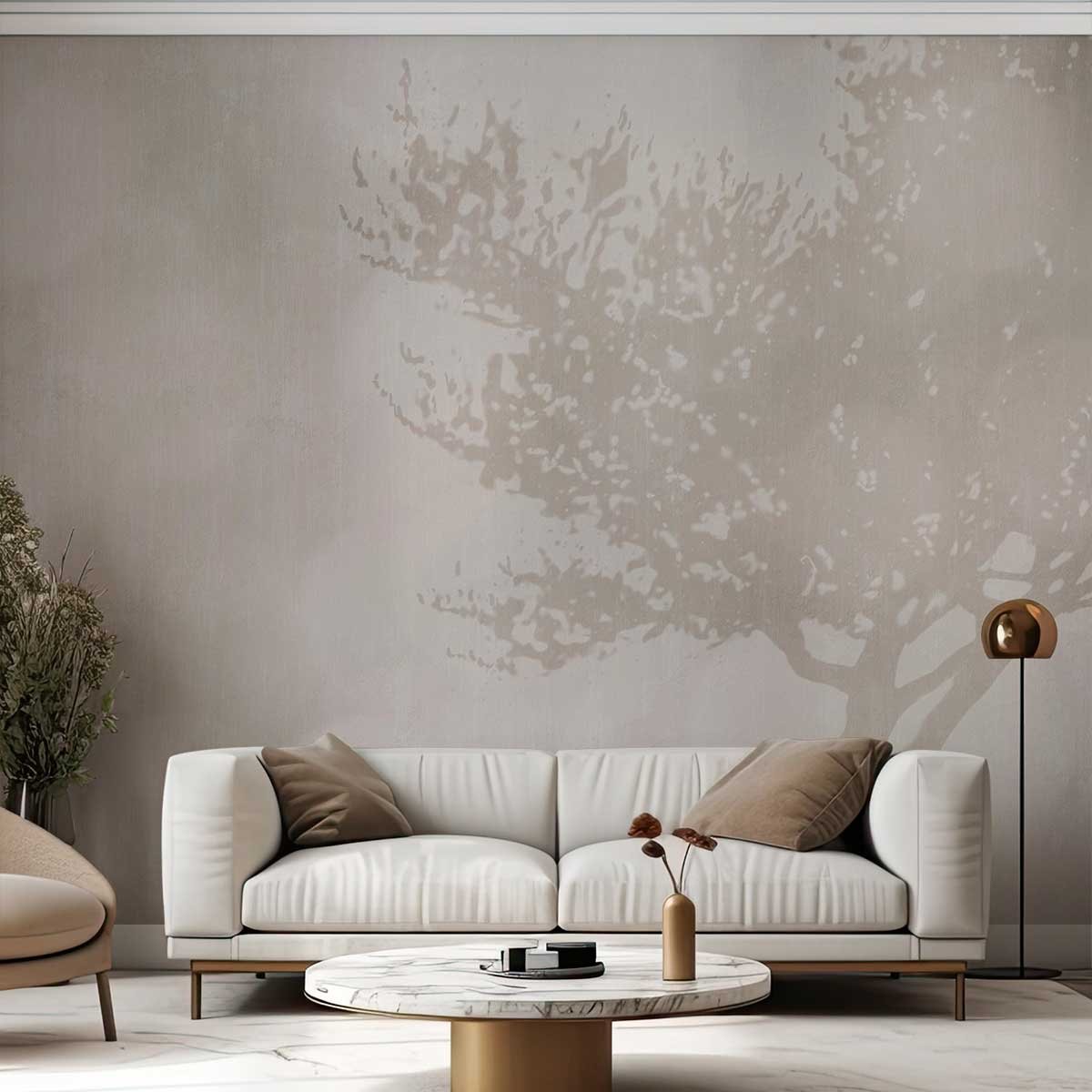 Papier peint a l ombre d un arbre intissé, HEXOA